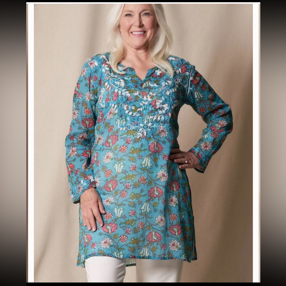🆕Sivana Zarah Cotton Tunic in Turquoise XL